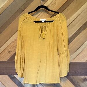 Counterparts Yellow Blouse with Tassel Tie
